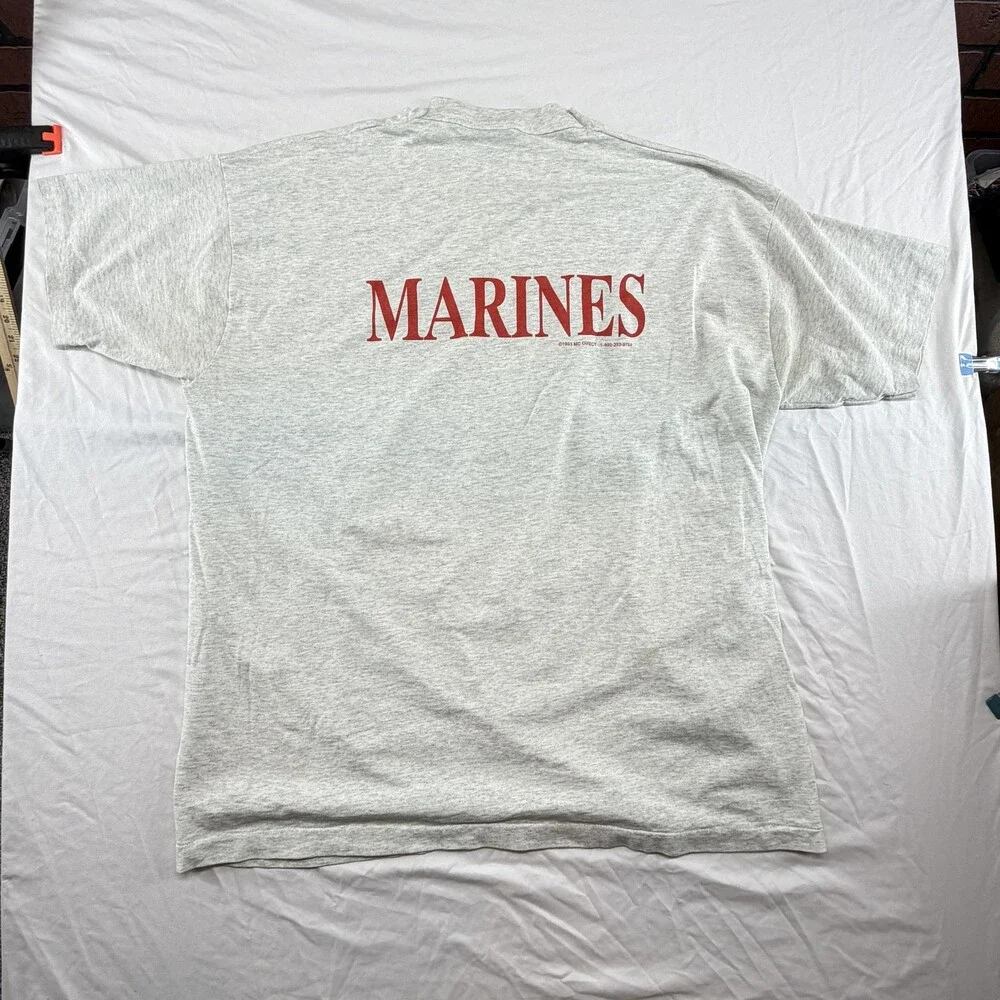 Vintage Marines Shirt Mens 2XL Gray USMC Eagle Globe Anchor Graphic 90s USA
